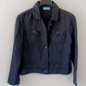 Anthonys Resort Wear Black Cotton Linen Blend‎ Jacket Womens Size M